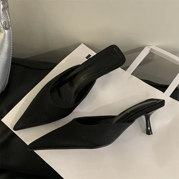 Xajzpa Spring New Leopard Print Women Slipper Pointed Toe Thin Low Heel Sandal Ladies Mules Shoes Zapatos Mujer